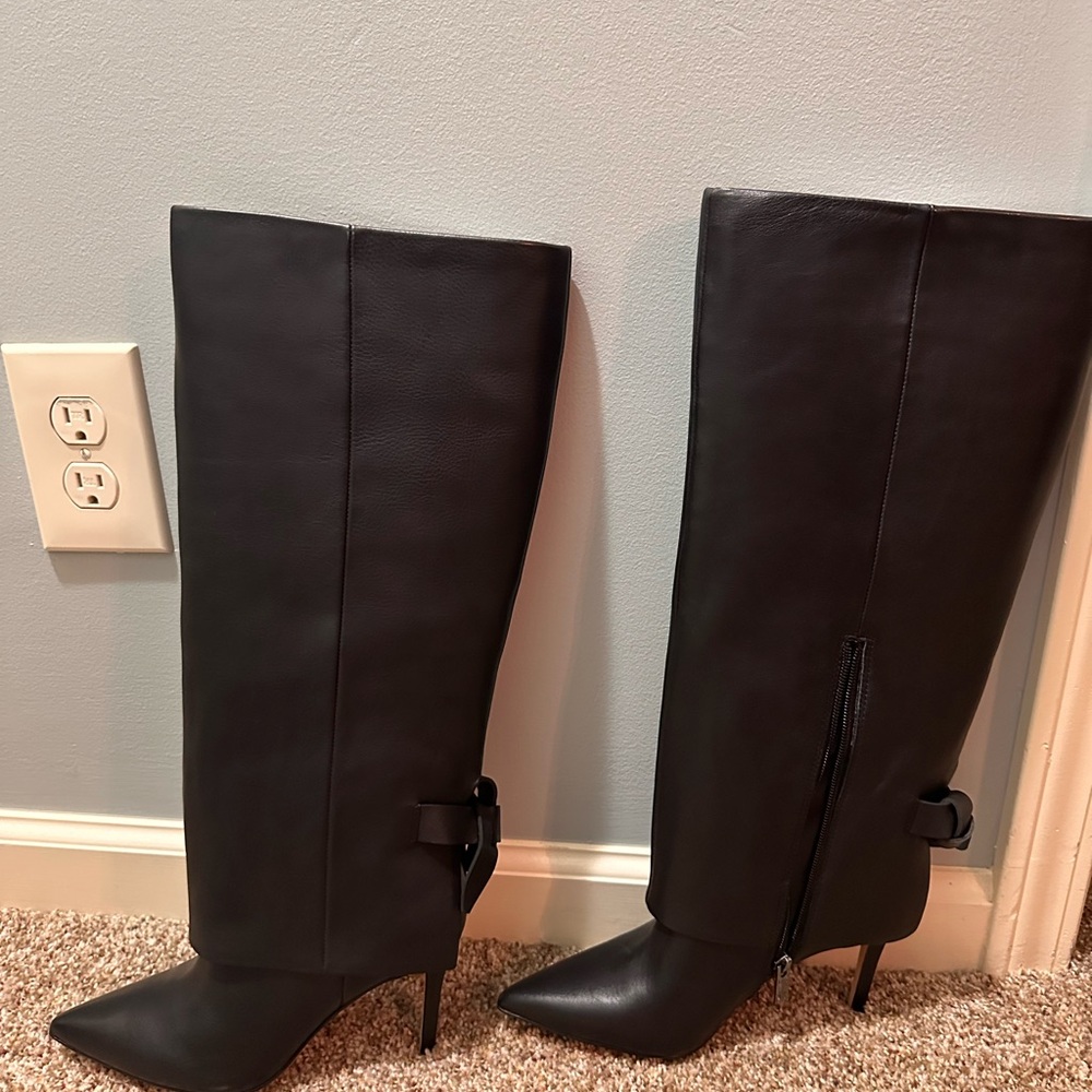 Vince Camuto  leather fold over boots. New with box. 15 3/4" calf circumference